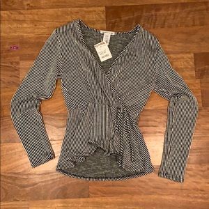 black and white striped blouse